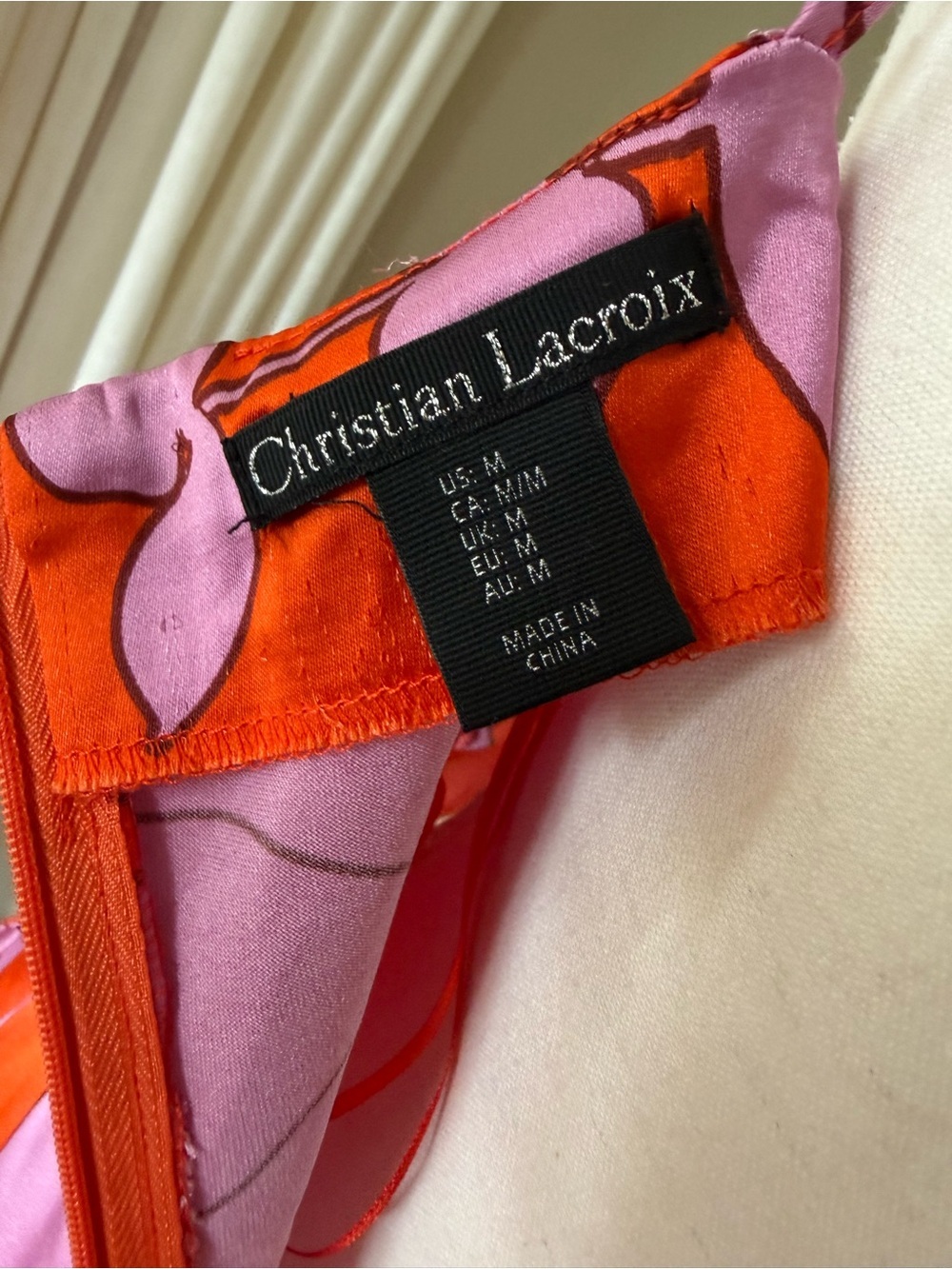 Christian Lacroix Red Lilac Floral Slip Midi Dress Cut Out Detail Tie Waist M - Picture 7 of 8
